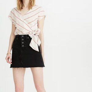 Madewell Rigid Denim A-Line Mini Skirt in Lunar Wash Button-Front Size 31